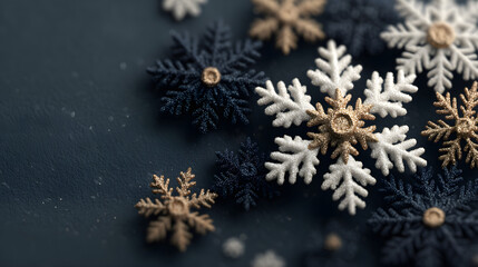Elegant Blue and Gold Snowflake Christmas Background with Copy Space