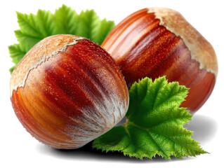 hazelnuts on a white background