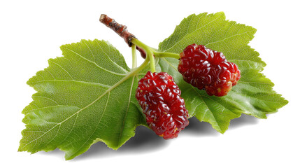 Mulberry with leaves isolated