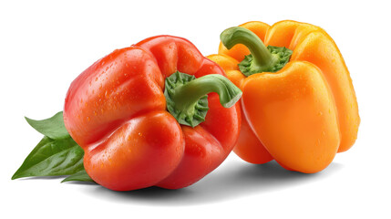 Sweet orange bell peppers on white background