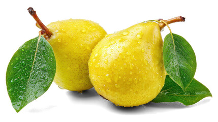 Pear with leaf on white background