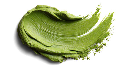Pistachio green face mask smear, rich creamy matte texture, natural tone on white background. Transparent background