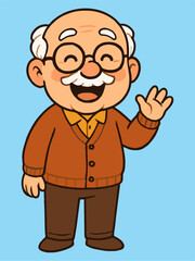 Obraz premium Smiling Elderly Man Cartoon Character Illustration