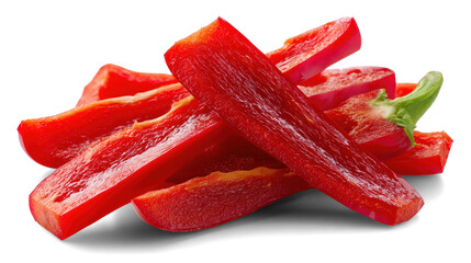 Red bell pepper slices on a white background