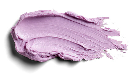 Soft lilac facial cream smear on a white background. Transparent background