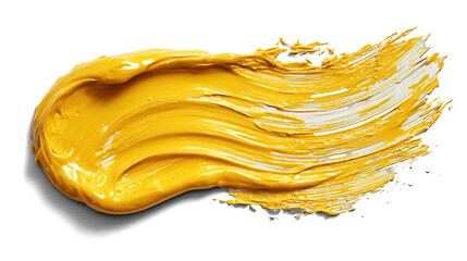 Sunflower yellow hydrating mask smear on white background. Transparent background