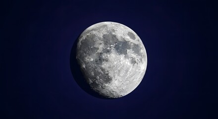 Obraz premium Detailed Moon Image Against Dark Blue Sky