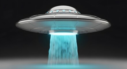 Flying Saucer with Beam of Light Illustration