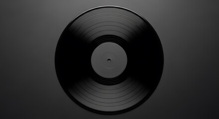 Monochrome Black Vinyl Record Flat Lay
