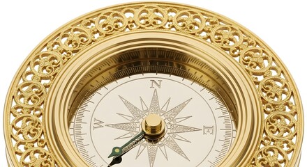 Ornate Gold Compass for Navigation and Travel