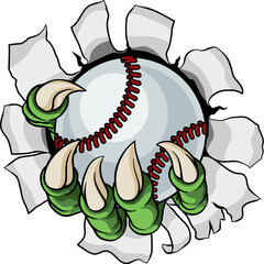 Naklejka premium A baseball claw sports illustration of an eagle or animal monster hand holding ball