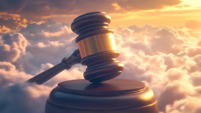 Gavel in the Clouds: Justice and Judgment Concept