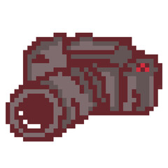 Obraz premium Retro pixel art digital single lens reflex camera body icon