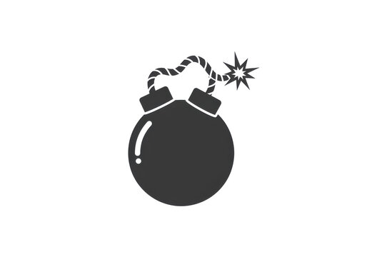 Cartoon bomb with lit fuse and shiny highlight, ready to explode isolated on white background