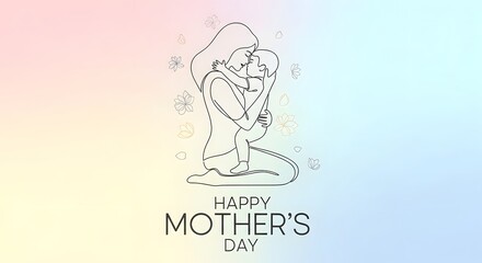 Obraz premium Happy mother's day greeting card with heartfelt illustration