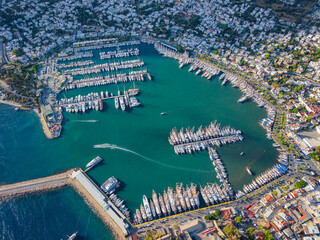 Mediterranean Marina Dotted with Luxury Yachts in Bodrum