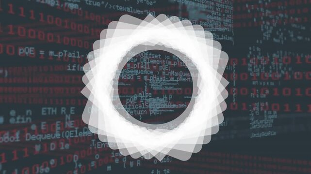 Animation of data processing over american dollar sign on