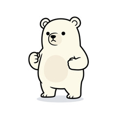 Cute polar bear mascot waving hand friendly standing pose