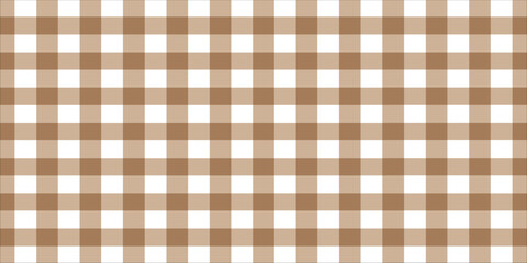 Brown gingham or vichy pattern. Autumn textile chequered print for tablecloth, picnic blanket, basket napkin, shirt or handkerchief. Cotton, linen or flannel design. Vector illustration.