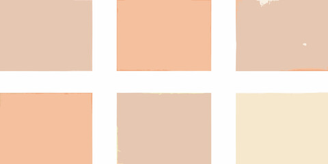 Abstract arrangement of six square color swatches in muted tones