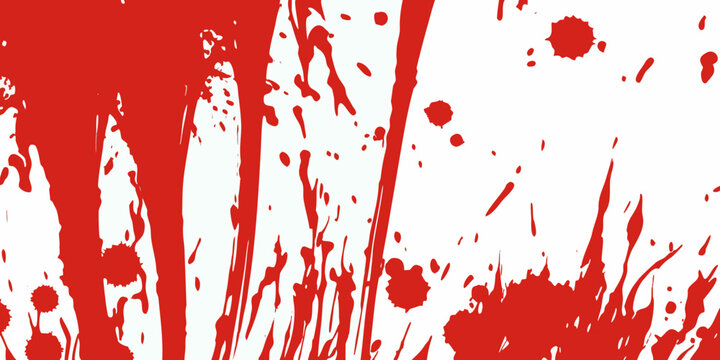 Abstract red splatters and streaks on a stark white background