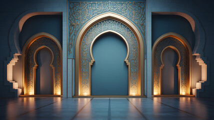 Fototapeta premium Ramadan background image majestic islamic archway for holy month