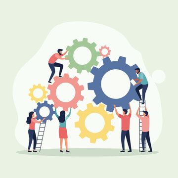 Teamwork collaboration and business mechanism concept.