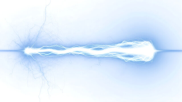 Powerful electric energy light beam with bright glow and dynamic intensity, high-energy abstract effect isolated on transparent background.