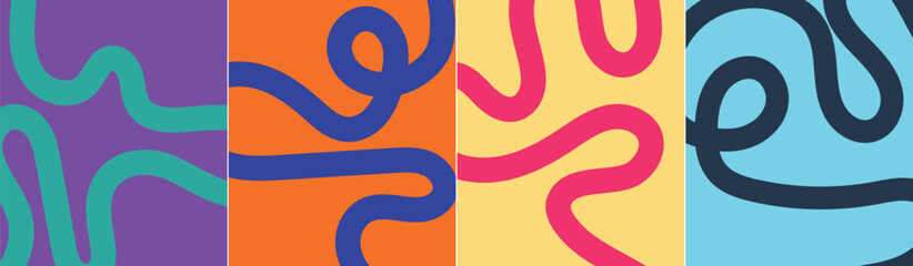 Vibrant abstract poster with flowing shapes in warm colors featuring colorful, fluid wavy lines for a dynamic, modern feel, motivational design © Boshir