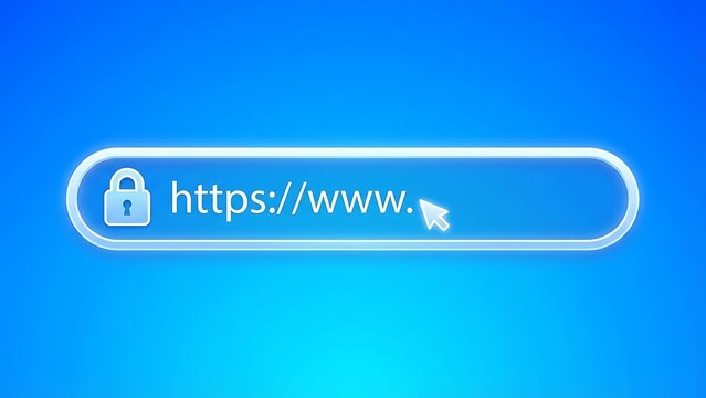 Secure web browsing with https protocol and padlock icon indicating a safe online connection and protected data transfer