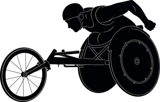 Silhouette of a paralympic athlete in a racing wheelchair