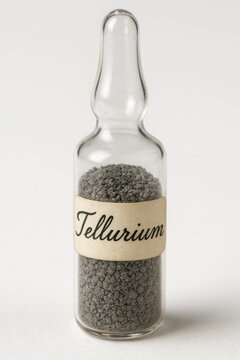 Rare chalcogen element tellurium sample isolated on white background