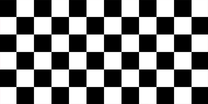 Black and white racing against a checkered pattern background
