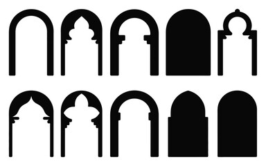 Fototapeta premium Collection of Islamic Arches and Doorways Silhouettes