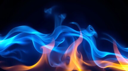 Fototapeta premium abstract blue and orange fire flames on black background