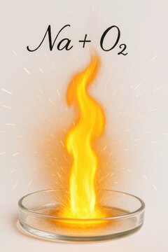 Sodium burns in oxygen with bright flame