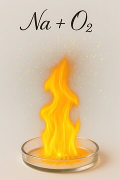 Alkali metal oxidation with sparks and yellow fire