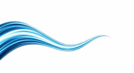 Abstract Blue Smooth Flowing Wave Ribbon Isolated on White Background, Clean Futuristic Technology Design Element (PNG)