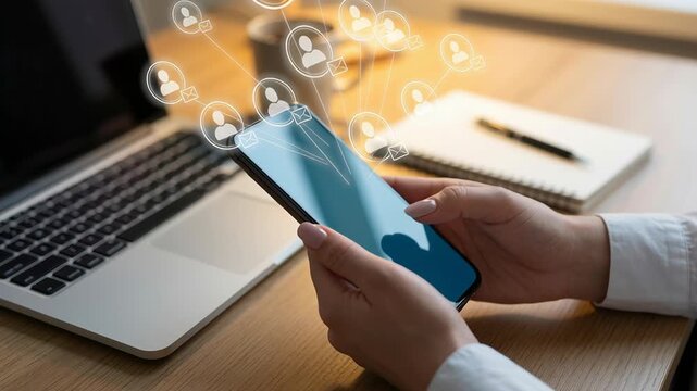 Personalized digital marketing solution leveraging CRM strategy and customer data intelligence to target content effectively mobile smartphone for enhanced business communication and engagement