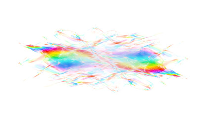 Fototapeta premium Colorful iridescent shimmer with soft glowing highlights, decorative light texture isolated on transparent background.