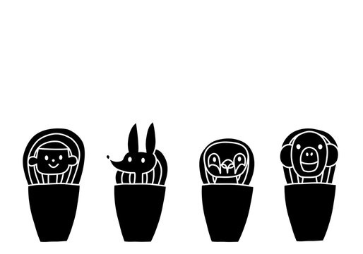 カノポス壺　白黒　透過PNG