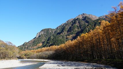 Autumn Colors Along the Azusa River, Kamikochi, Nagano, Japan