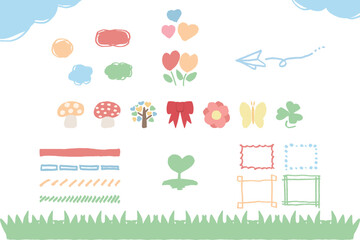 幼稚園・保育園・小児科向け キッズ素材セット｜見やすく可愛い手書きデザイン Kids Design Set for Kindergarten, Nursery School and Pediatric Clinic