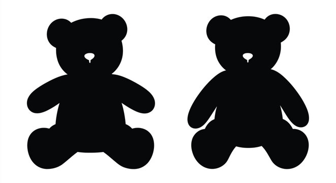 Two black bear silhouettes sitting simple design and shape silhouette