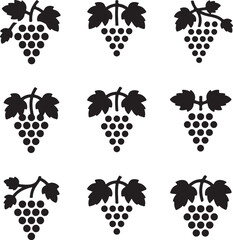 
Minimalist Grape Vine Icon Set