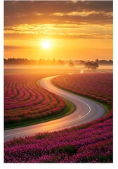 Fototapeta premium Golden Bend: Dawn's Embrace