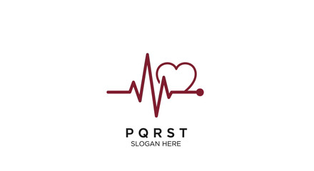 Medical Heartbeat Line and Heart Shape Logo Design, ECG EKG Monitor Concept, isolated white background.