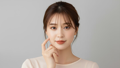 上品なメイクの大人かわいい女性の美容ポートレート (Soft Radiance Portrait Series)	