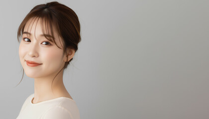 上品なメイクの大人かわいい女性の美容ポートレート (Soft Radiance Portrait Series)	