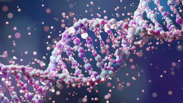 DNA molecule structure genetic helix biology cell medical science gene abstract background. 3d rendering.